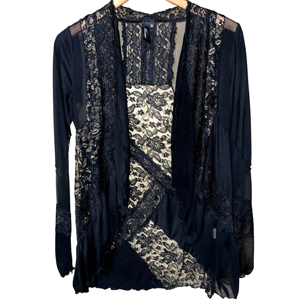 BKE Vintage Y2K Cardigan Womens Small Sheer Lace Dark Romance Whimsigoth Witchy